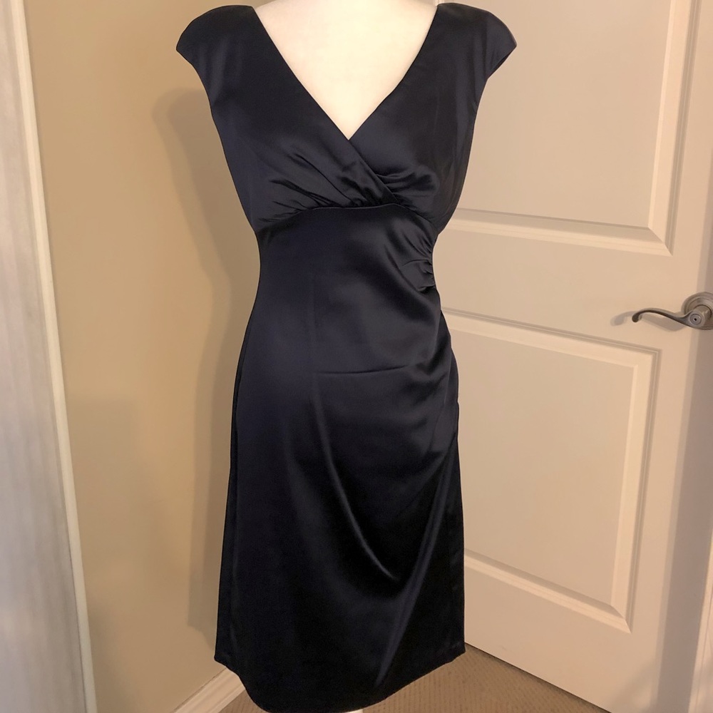 Ralph Lauren Navy Blue Satin Stretch Dress 6
